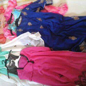 Silk Indian style Dresses tops wholesale lot of 10 small size Used